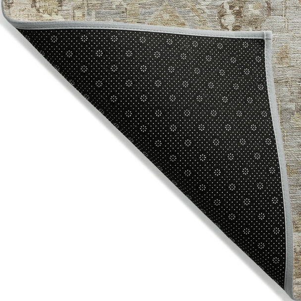 8' X 10' Taupe Brown And Ivory Oriental Washable Indoor Outdoor Area Rug