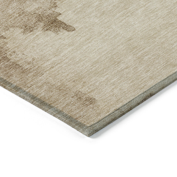 5' X 8' Gold And Beige Abstract Washable Indoor Outdoor Area Rug