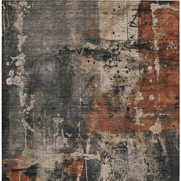 8' X 10' Taupe And Rust Abstract Washable Indoor Outdoor Area Rug