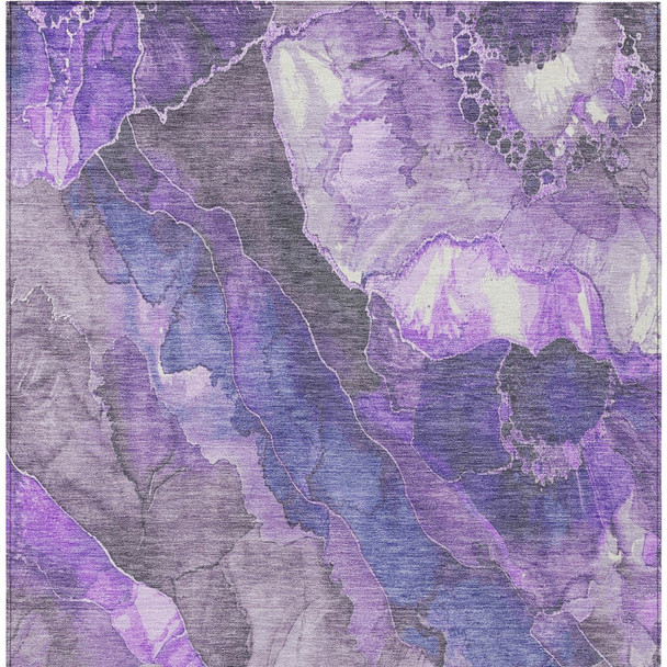 5' X 8' Lavender And Ivory Floral Washable Indoor Outdoor Area Rug