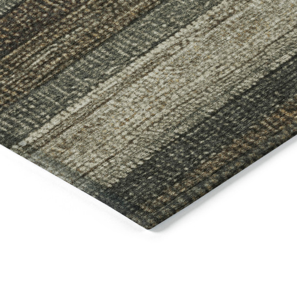 8' X 10' Khaki And Gold Striped Washable Indoor Outdoor Area Rug
