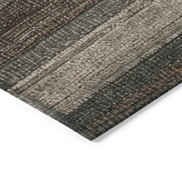8' X 10' Rust And Taupe Striped Washable Indoor Outdoor Area Rug