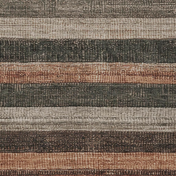 9' X 12' Rust And Taupe Striped Washable Indoor Outdoor Area Rug