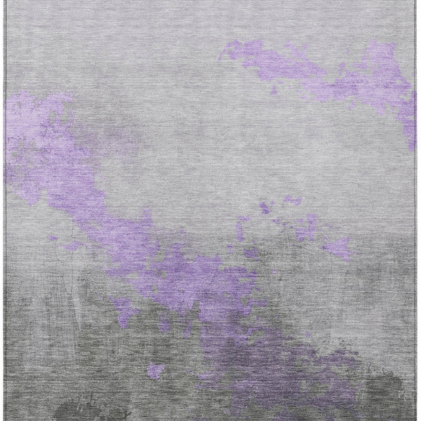 10' X 14' Lavender And Charcoal Abstract Washable Indoor Outdoor Area Rug
