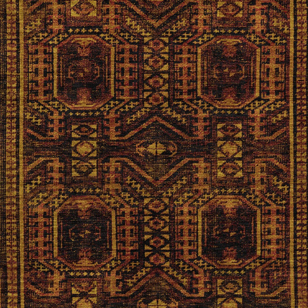 10' X 14' Rust And Gold Geometric Washable Indoor Outdoor Area Rug
