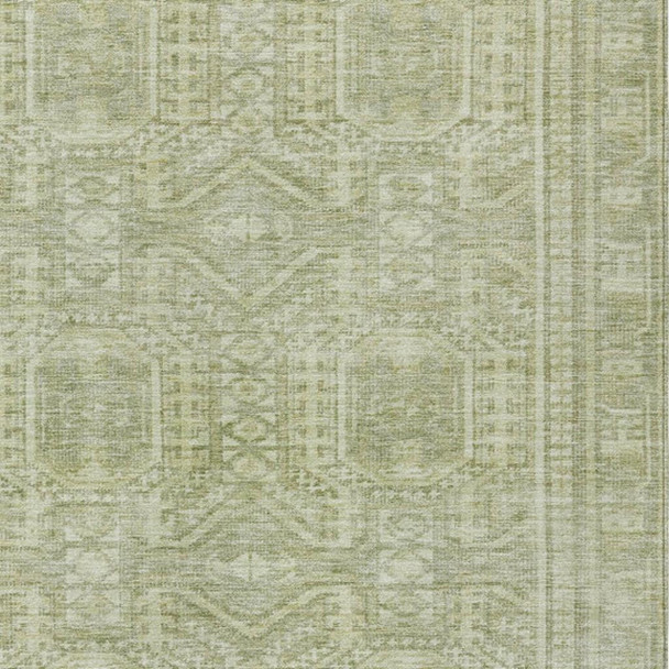 5' X 8' Sage And Ivory Geometric Washable Indoor Outdoor Area Rug