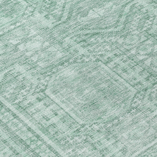 8' X 10' Teal Blue And Aqua Geometric Washable Indoor Outdoor Area Rug
