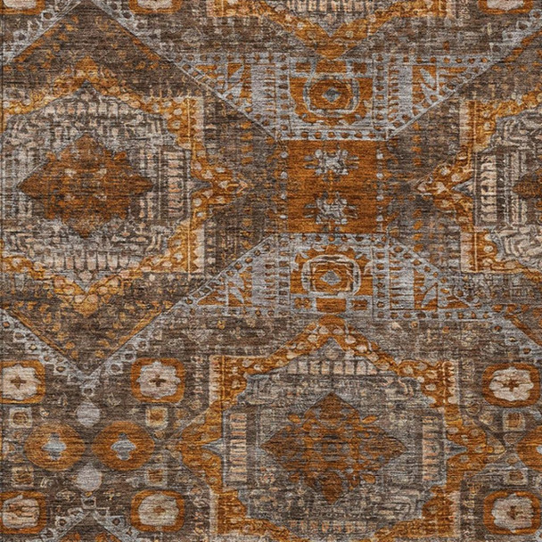 3' X 5' Copper Brown And Gray Moroccan Washable Indoor Outdoor Area Rug