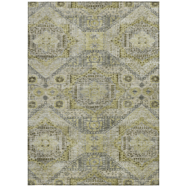 3' X 5' Khaki And Gray Moroccan Washable Indoor Outdoor Area Rug
