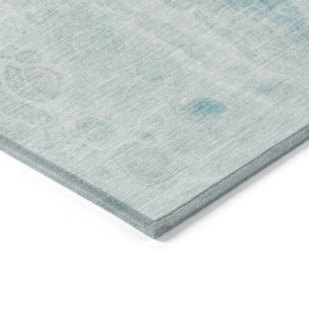 10' X 14' Teal Blue And Pale Aqua Abstract Washable Indoor Outdoor Area Rug