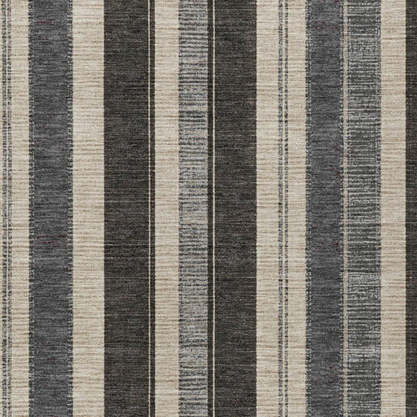 10' X 14' Black And Ivory Striped Washable Indoor Outdoor Area Rug