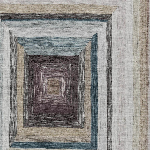 9' X 12' Beige Charcoal And Ivory Geometric Washable Indoor Outdoor Area Rug