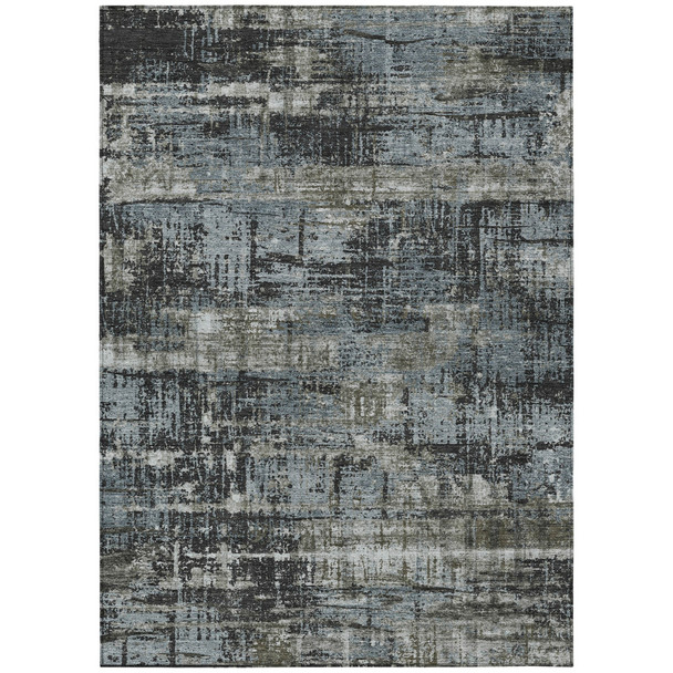 9' X 12' Charcoal And Gray Geometric Washable Indoor Outdoor Area Rug