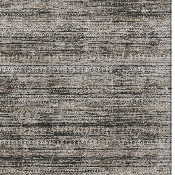 10' X 14' Taupe And Ivory Striped Washable Indoor Outdoor Area Rug