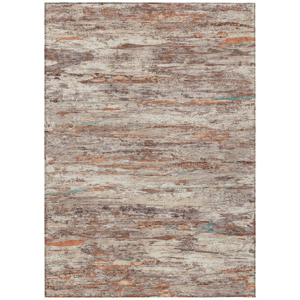3' X 5' Terra Cotta And Beige Abstract Washable Indoor Outdoor Area Rug