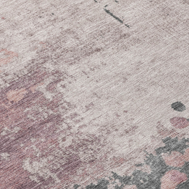 8' X 10' Blush Sage And Charcoal Abstract Washable Indoor Outdoor Area Rug