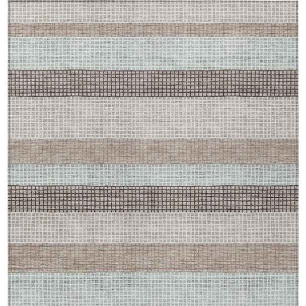 10' X 14' Taupe And Ivory Striped Washable Indoor Outdoor Area Rug