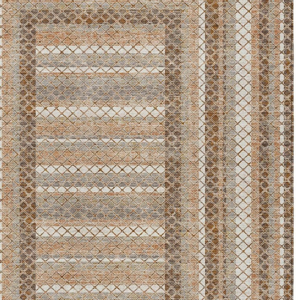 8' X 10' Chocolate And Beige Geometric Washable Indoor Outdoor Area Rug