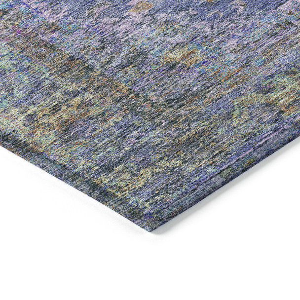 8' X 10' Purple And Gold Medallion Washable Indoor Outdoor Area Rug