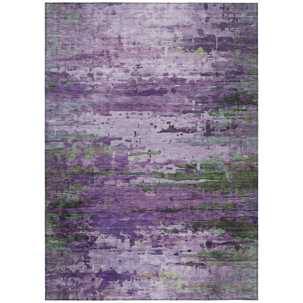 3' X 5' Purple Green And Charcoal Abstract Washable Indoor Outdoor Area Rug