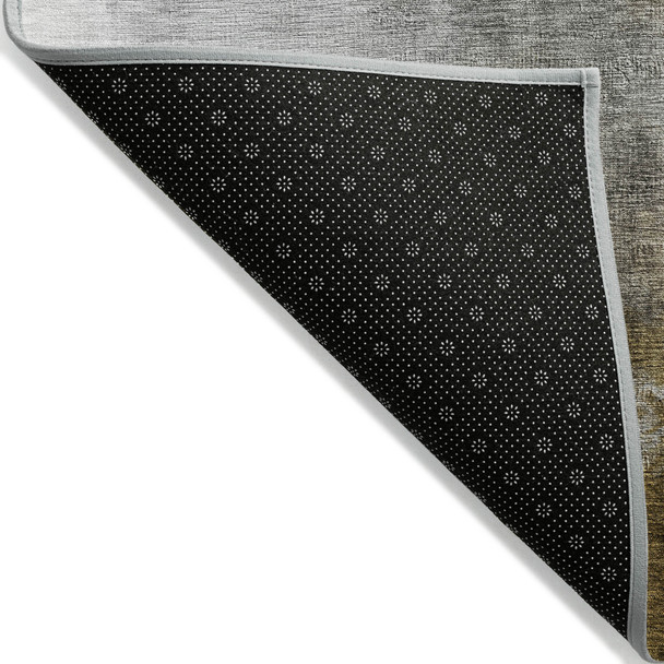 9' X 12' Brown And Charcoal Abstract Washable Indoor Outdoor Area Rug