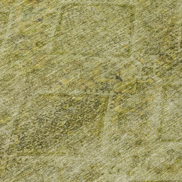 9' X 12' Artichoke Green And Ivory Geometric Washable Indoor Outdoor Area Rug