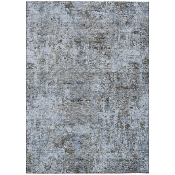 10' X 14' Blue And Taupe Abstract Washable Indoor Outdoor Area Rug