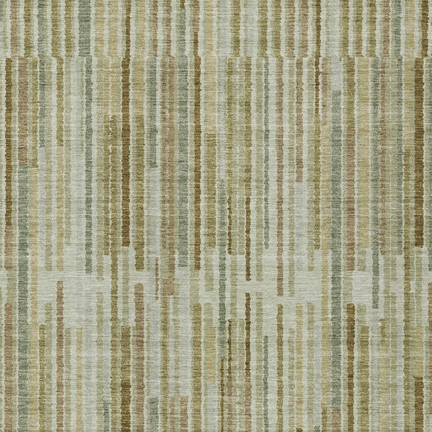 8' X 10' Khaki And Olive Green Striped Washable Indoor Outdoor Area Rug