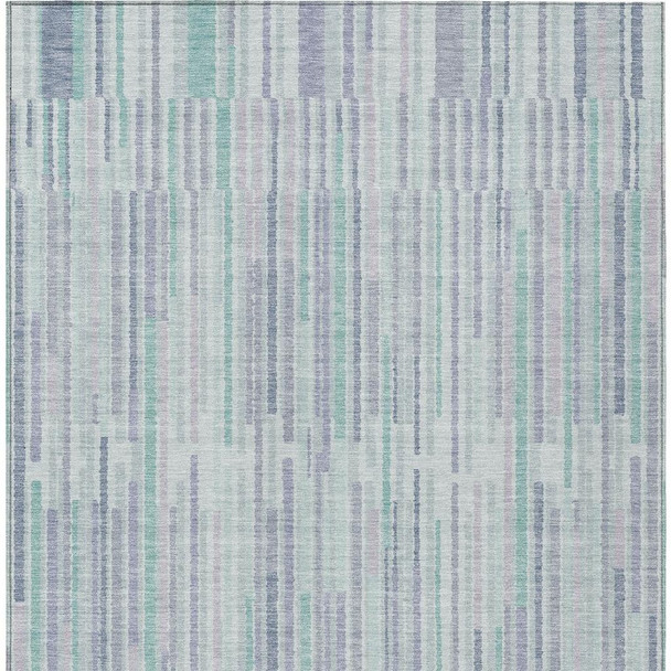9' X 12' Mint Green And Ivory Striped Washable Indoor Outdoor Area Rug