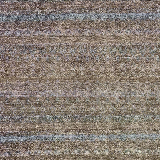 10' X 14' Brown And Denim Blue Striped Washable Indoor Outdoor Area Rug