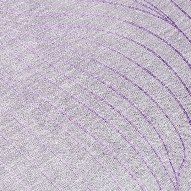 3' X 5' Lavender And Silver Abstract Washable Indoor Outdoor Area Rug