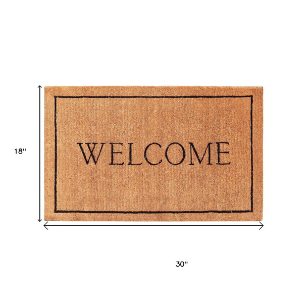 18" X 30" Natural And Black Coir Welcome Outdoor Door Mat