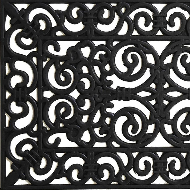 24" X 36" Black Scrollwork Outdoor Rubber Door Mat