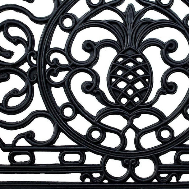 24" X 36" Black Pineapple And Scrollwork Outdoor Rubber Door Mat