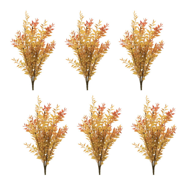 Set of Six Orange And Yellow Fall Foliage Wreath Sprays