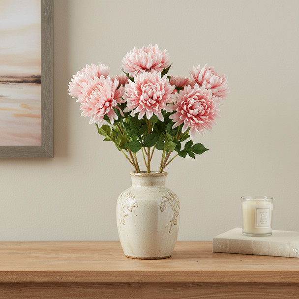 Set of Four 27" Pink White And Green Artificial Flowering