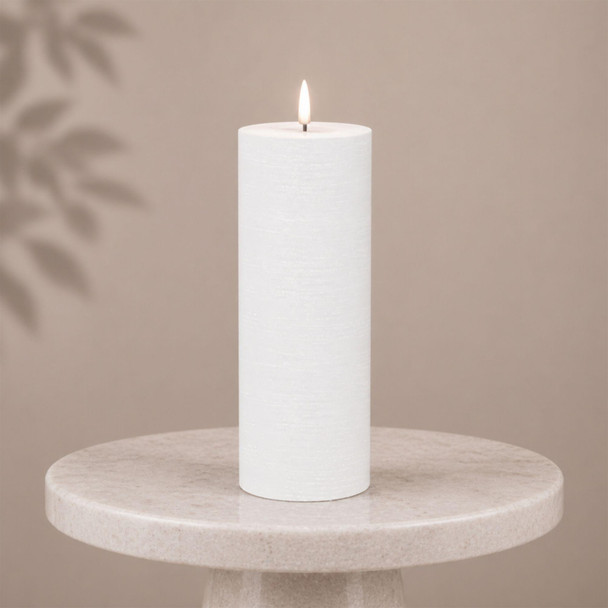 Set of Two White Unscented Candle Flameless Pillar Candles