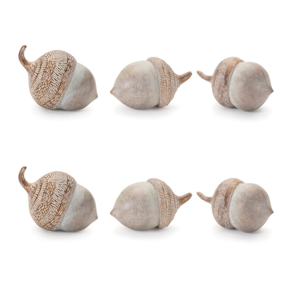 Set of Six Beige Polyresin Thanksgiving Tabletop Sculpture