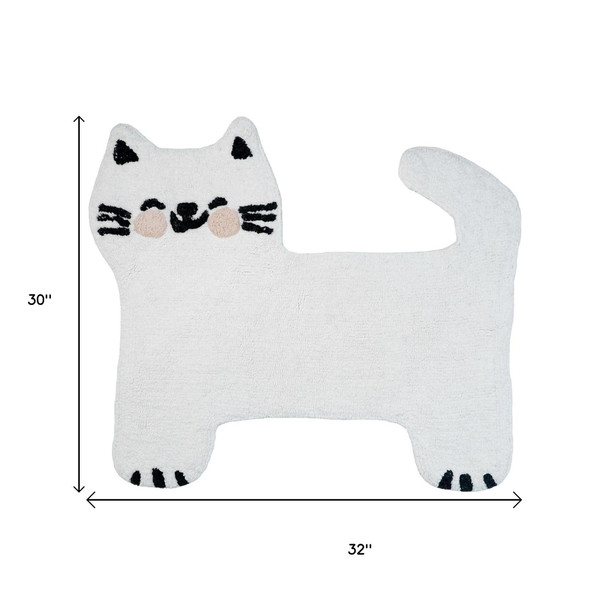 2' X 3' Black And White Kitty Cat Youthful Washable Area Rug