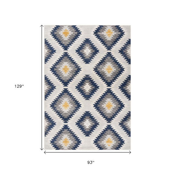 8' X 10' Blue Ikat Kilim Area Rug