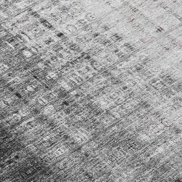 9' X 12' Gray And Ivory Striped Washable Indoor Outdoor Area Rug