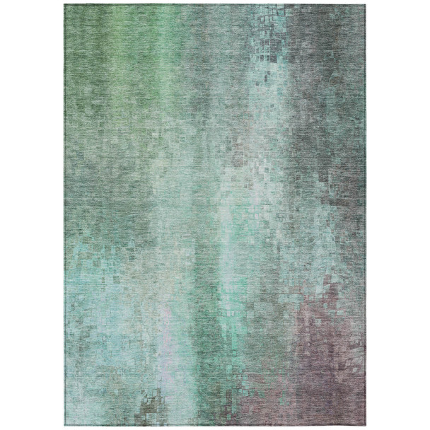 10' X 14' Aqua And Teal Blue Abstract Washable Indoor Outdoor Area Rug