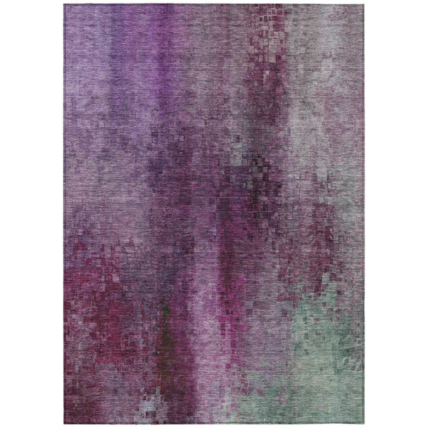 9' X 12' Purple And Plum Abstract Washable Indoor Outdoor Area Rug