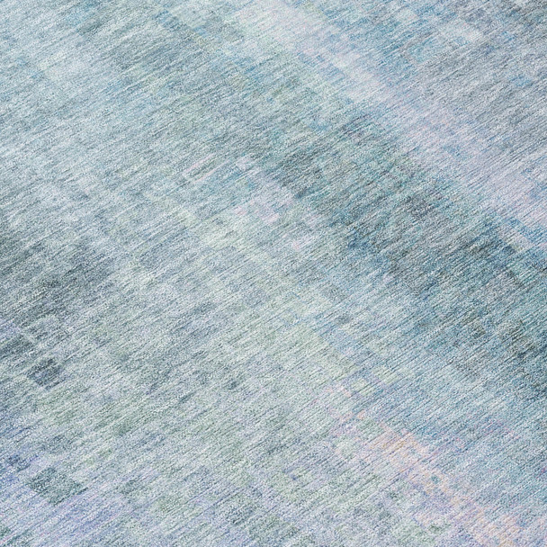 9' X 12' Pale Aqua And Lavender Abstract Washable Indoor Outdoor Area Rug