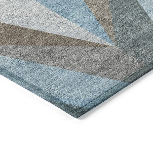 3' X 5' Teal Blue Copper And Gray Geometric Washable Indoor Outdoor Area Rug