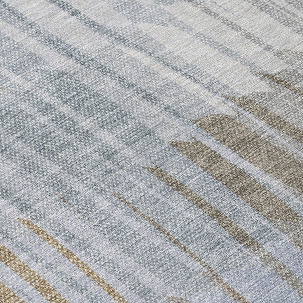 10' X 14' Taupe And Ivory Striped Washable Indoor Outdoor Area Rug