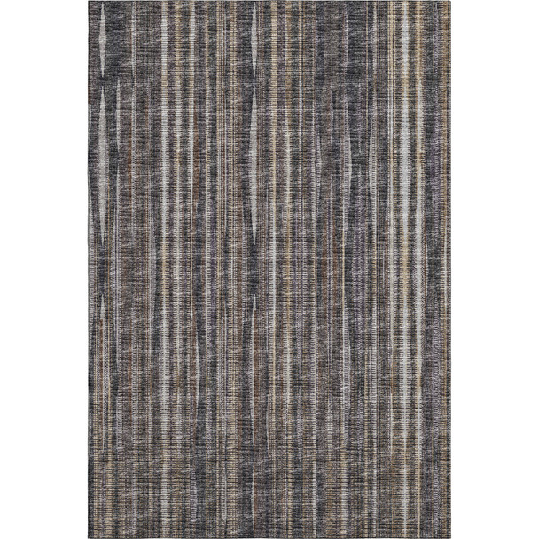 8' X 10' Brown And Copper Striped Washable Indoor Outdoor Area Rug