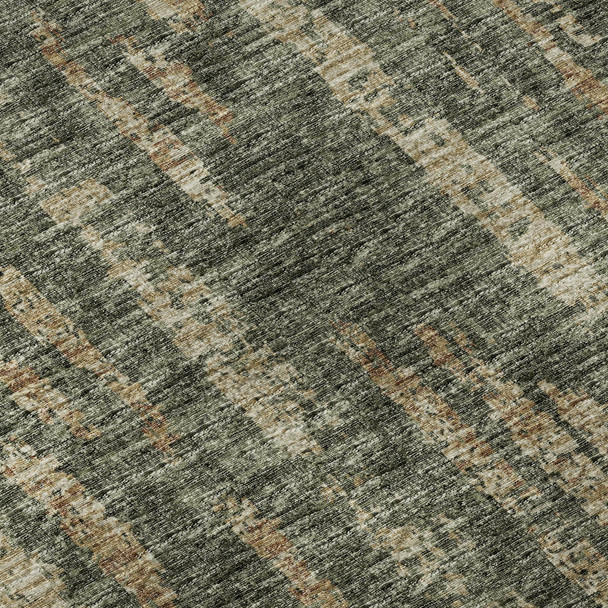 10' X 14' Green And Charcoal Abstract Washable Indoor Outdoor Area Rug