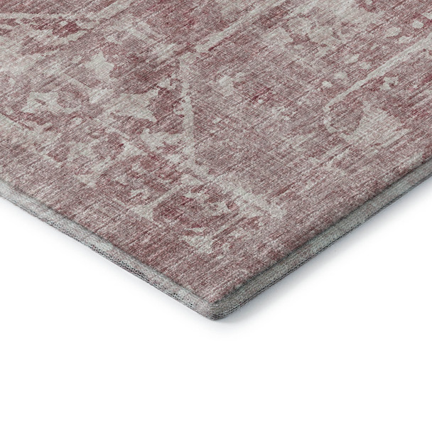 8' Pink And Ivory Round Tribal Washable Indoor Outdoor Area Rug
