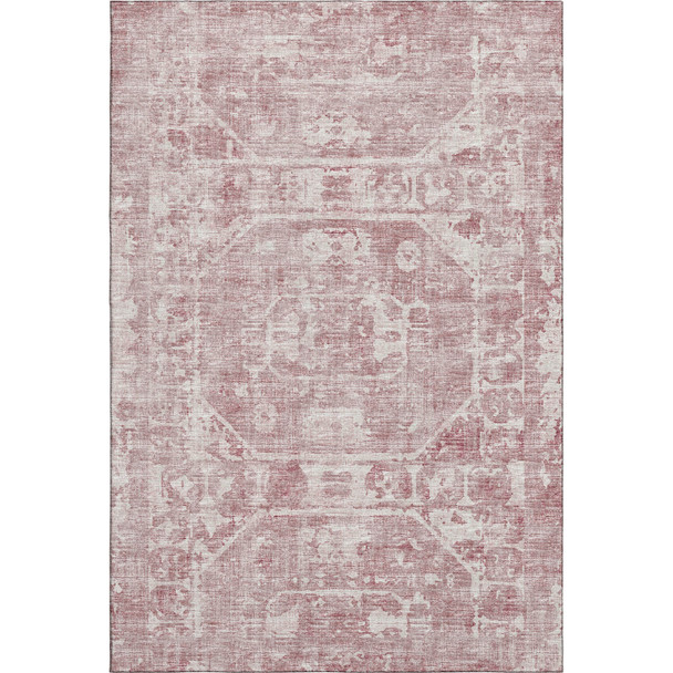 10' X 14' Pink And Ivory Tribal Washable Indoor Outdoor Area Rug